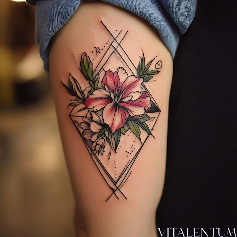 AI ART Intricate Geometric Floral Body Tattoo