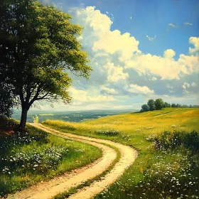 Scenic Route Through a Summer Meadow