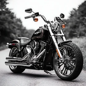 Chrome Motorcycle on Asphalt