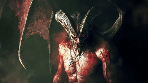 Menacing Demon with Wings and Horns