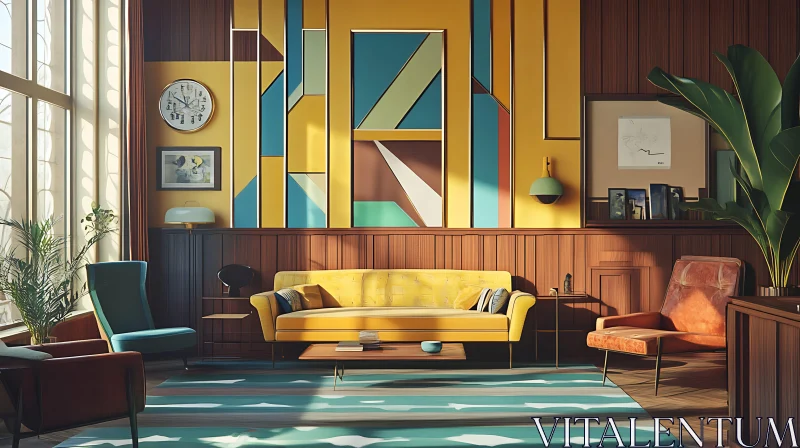 AI ART Vintage Style Living Room