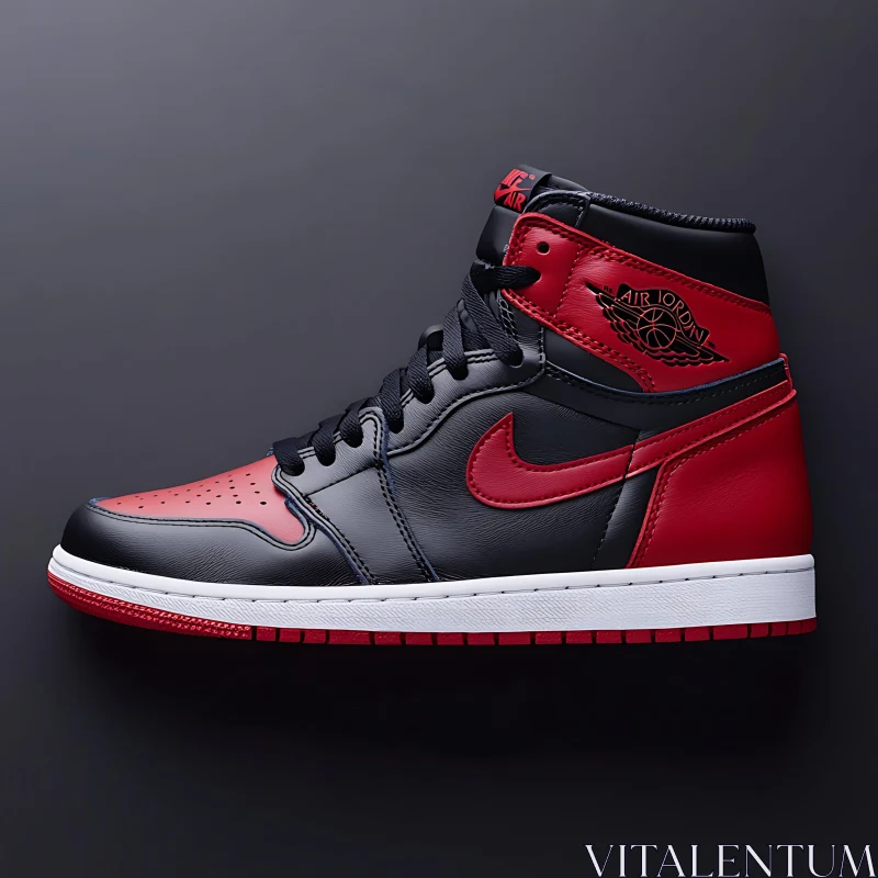 High-Top Air Jordan in Black and Red AI Image