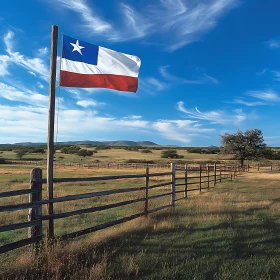 Lone Star Flag in Texas Landscape