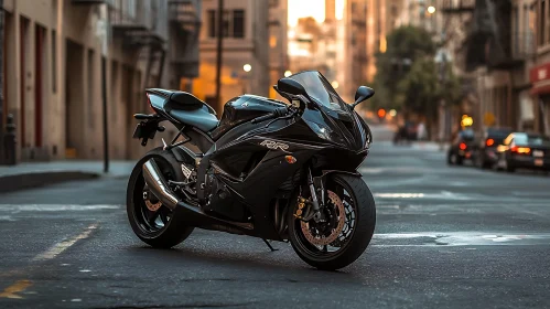 Sleek Motorcycle on Urban Road