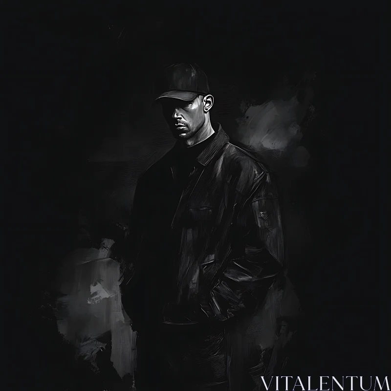 AI ART Dark Portrait of a Man with Cap