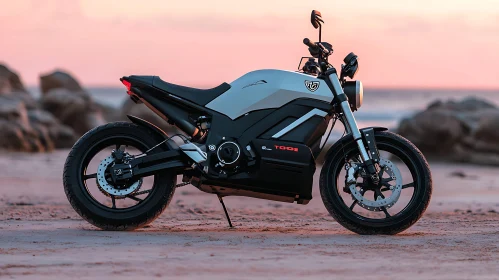 Electric Motorcycle at Sunset