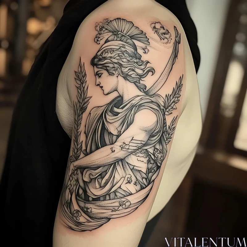 AI ART Detailed Arm Tattoo of a Greco-Roman Woman