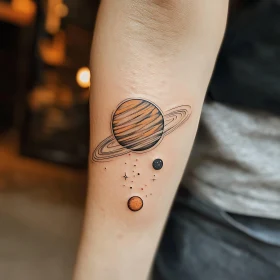 Stunning Saturn Forearm Tattoo Design