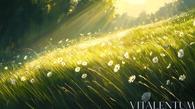 AI ART Golden Daisies in a Summer Field