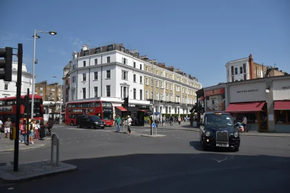 London Intersection with Red Buses