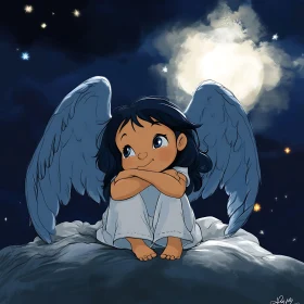 Whimsical Angel Cartoon Illustration