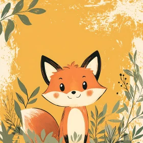 Whimsical Fox and Foliage Art Print