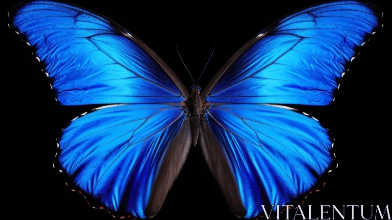 Blue Butterfly on Black Background: A Conceptual Art Installation AI Image