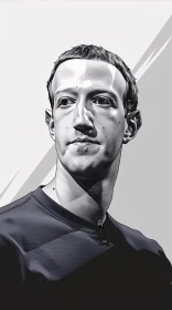 Grayscale Portrait of Mark Zuckerberg