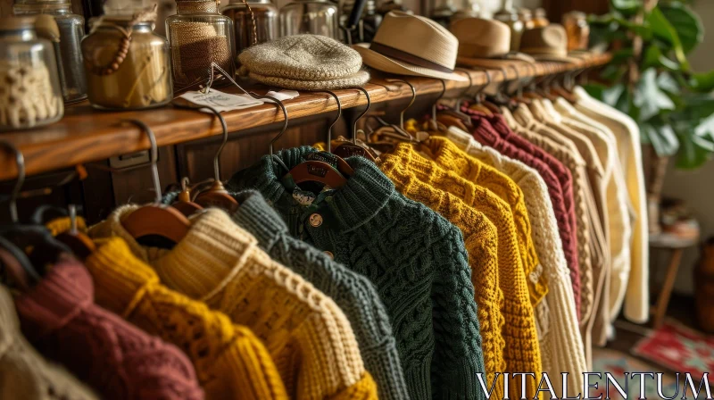 Charming Clothing Store with Sweaters and Hats | Interior Design AI Image