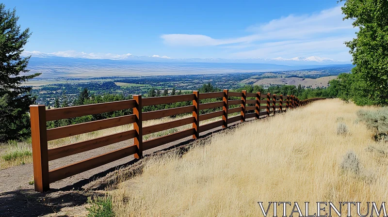 Valley Vista with Rustic Fence AI Image