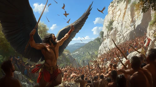 Epic Battle Scene with Winged Commander