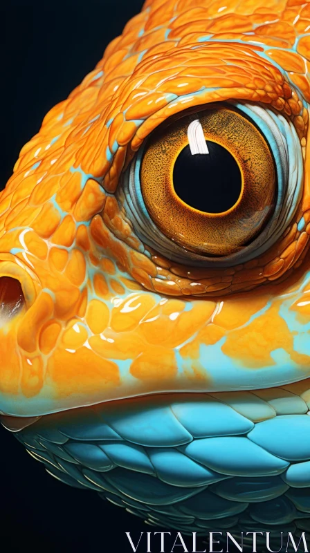 Orange Lizard with Blue Eyes: A Study in Hyper-Detail AI Image