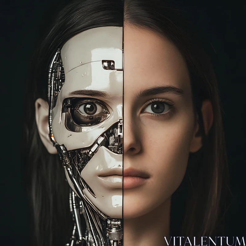 Half Human, Half Cyborg - The Confluence of Biology and Mechanics AI Image