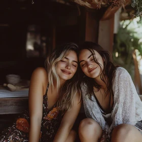 Peaceful Moment Shared by Two Friends