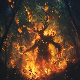 Flaming Entity in the Dark Woods