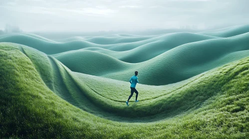 Athlete Running Through Green Fields