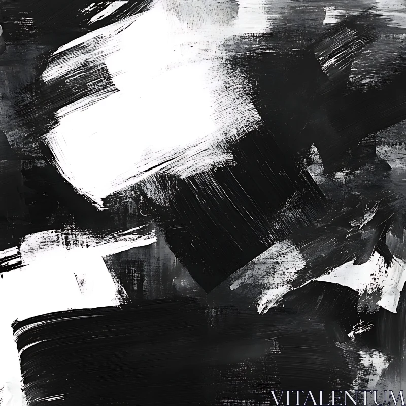 AI ART Dynamic Black and White Abstract Painting