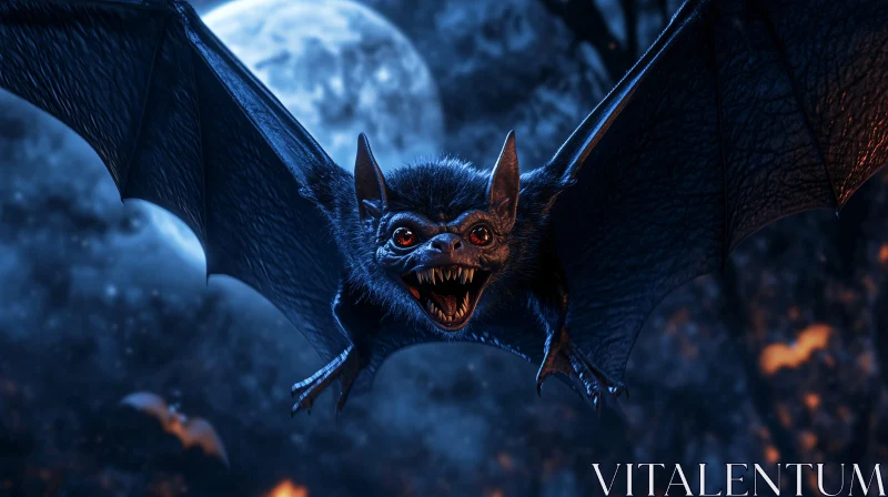 AI ART Night Creature: Bat in Flight