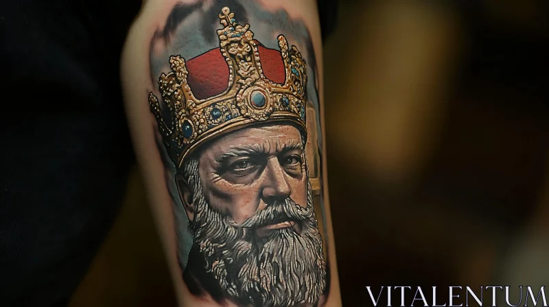 Regal Portrait Tattoo on Arm AI Image