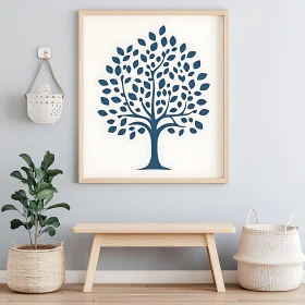 Modern Decor with Blue Tree Art