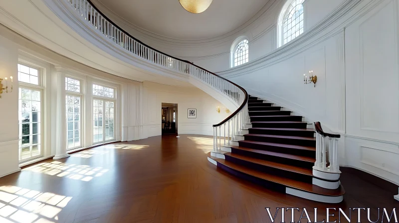 Grand Hall with Circular Stairway AI Image