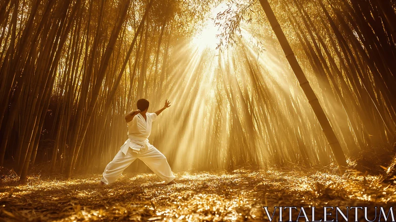 AI ART Bamboo Forest Warrior in Sunlight