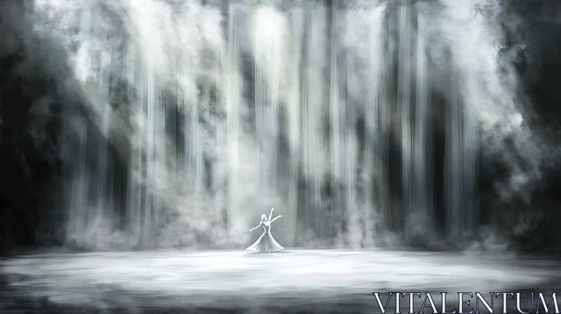 AI ART Ballet Performance in a Dreamy Waterfall Setting