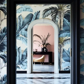 Tropical Wallpaper and Modern Furniture