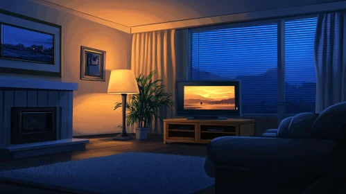 Cozy Evening in a Living Room