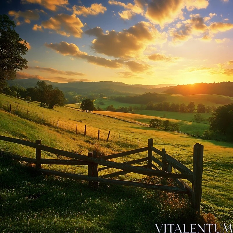 Golden Sunset Landscape Photography AI Image