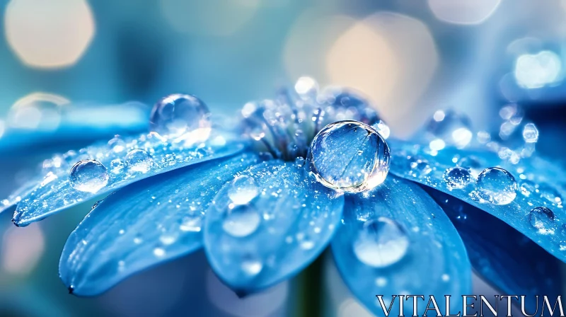 Macro Photography of Blue Daisy AI Image