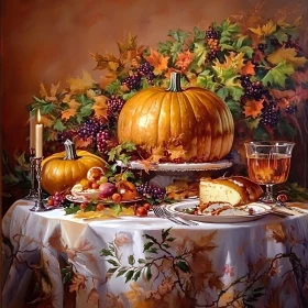 Pumpkins and Grapes Still Life