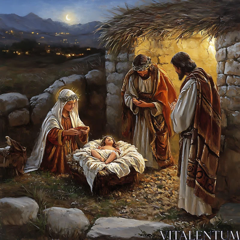 The Holy Nativity: A Classic Depiction AI Image