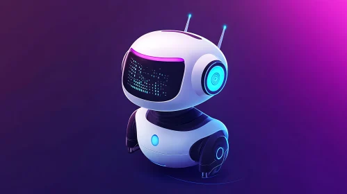 Cute Robot with Screen Face