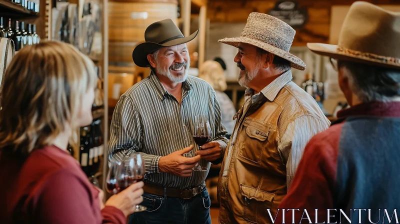 Wine Tasting with Cowboy Hats AI Image