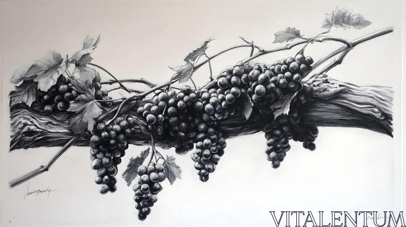 AI ART Grayscale Grapes Still Life Artwork