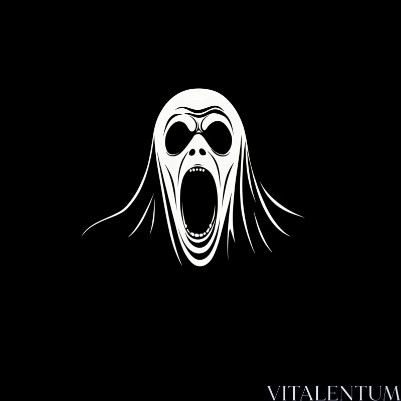 AI ART Monochromatic Screaming Ghost