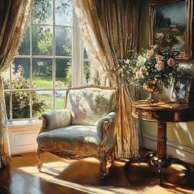 Floral Armchair by Window