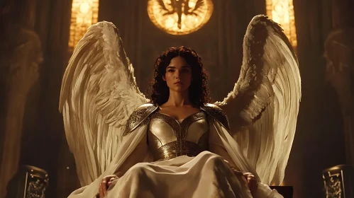 Serene Angel in Golden Armor