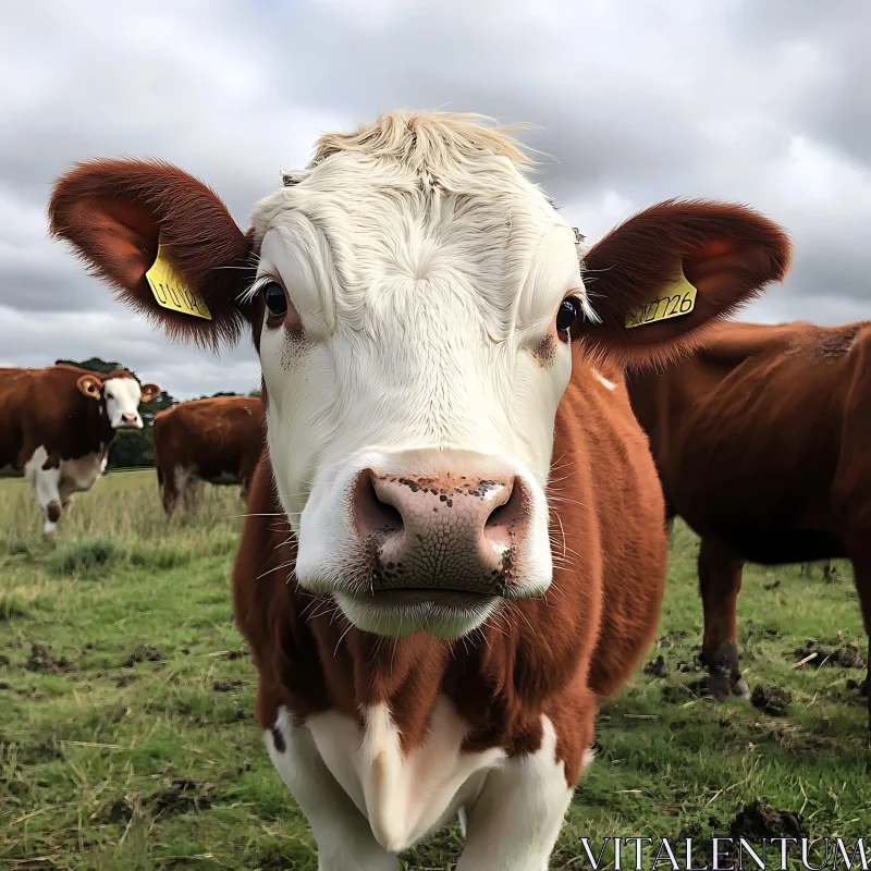 Close-up of Cattle in Field AI Image