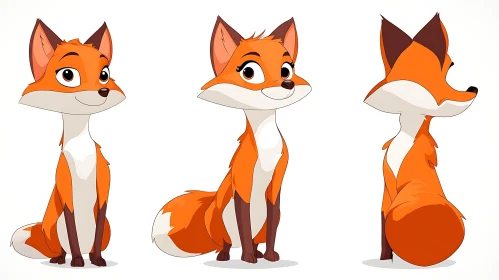 Whimsical Fox Trio in Animation Style