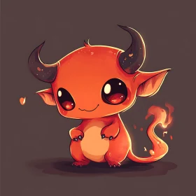 Playful Little Demon with Fiery Tail