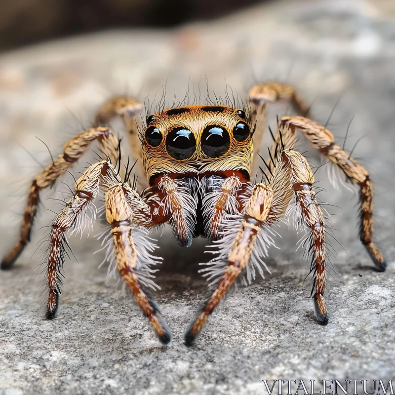 Close-Up of a Jumping Spider AI Image