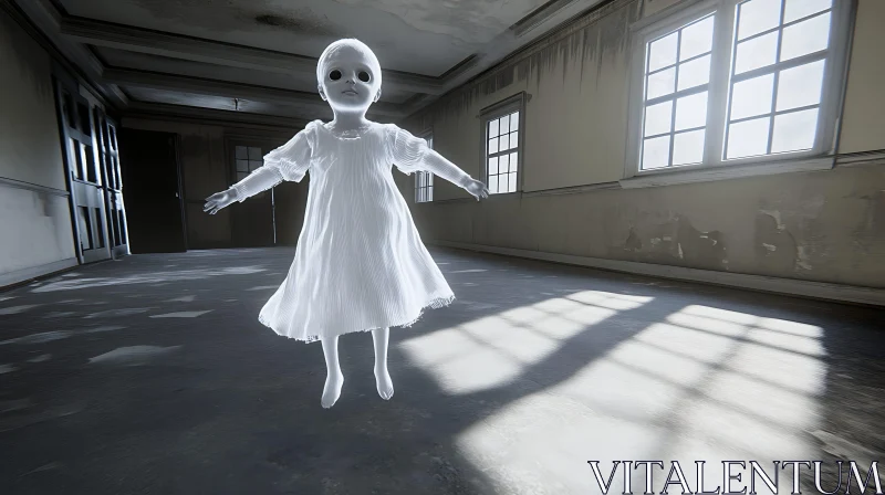 Floating Doll in Empty Room AI Image